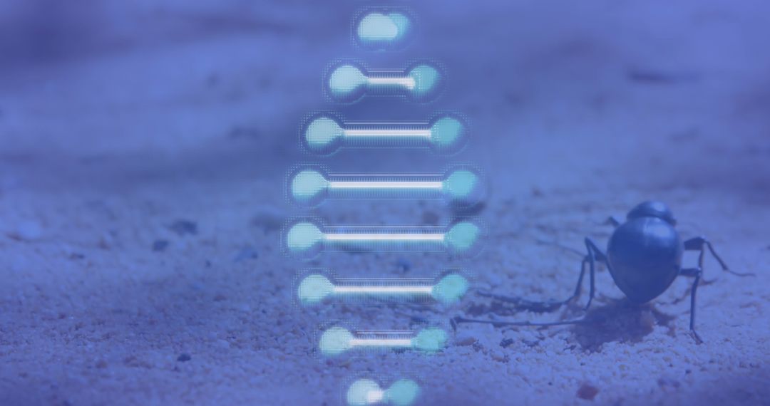 Bug and Spinning DNA Strand for Innovative Research