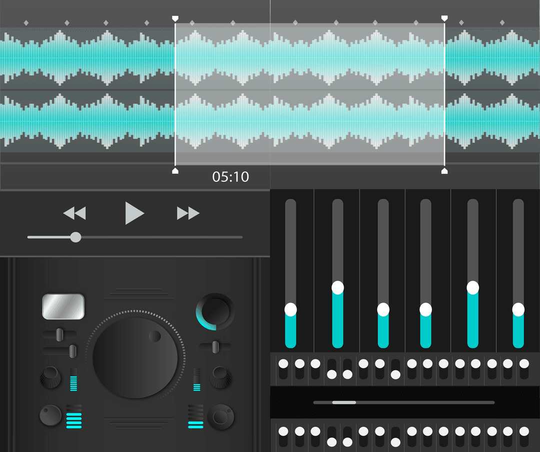 Modern Digital Audio Interface on Transparent Background
