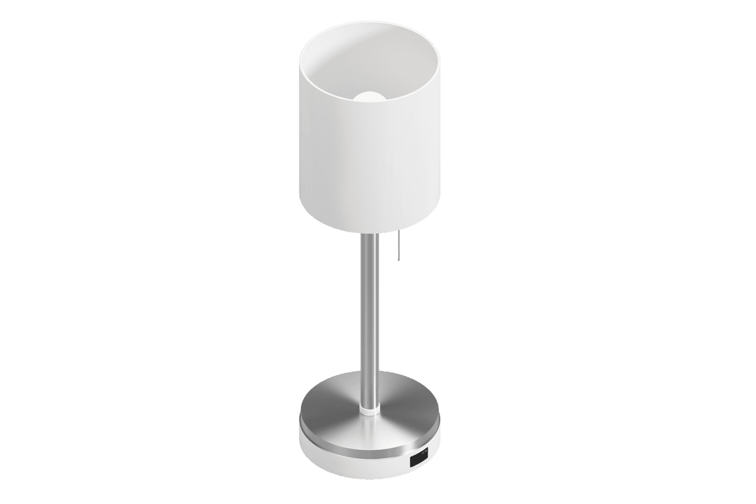 Modern Electric Table Lamp with Cylindrical Shade Transparent Background
