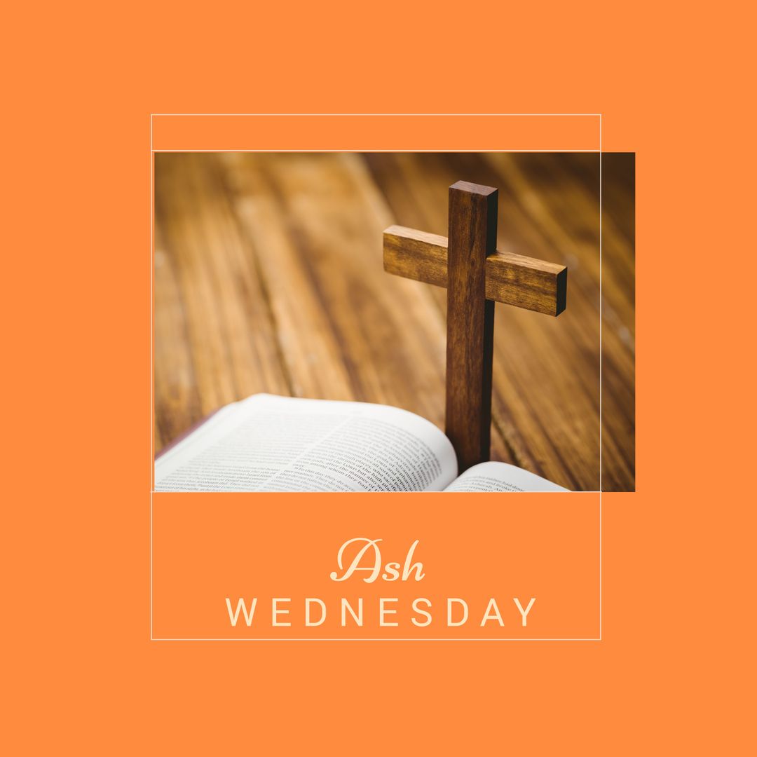 Wooden Cross And Bible Representing Ash Wednesday
