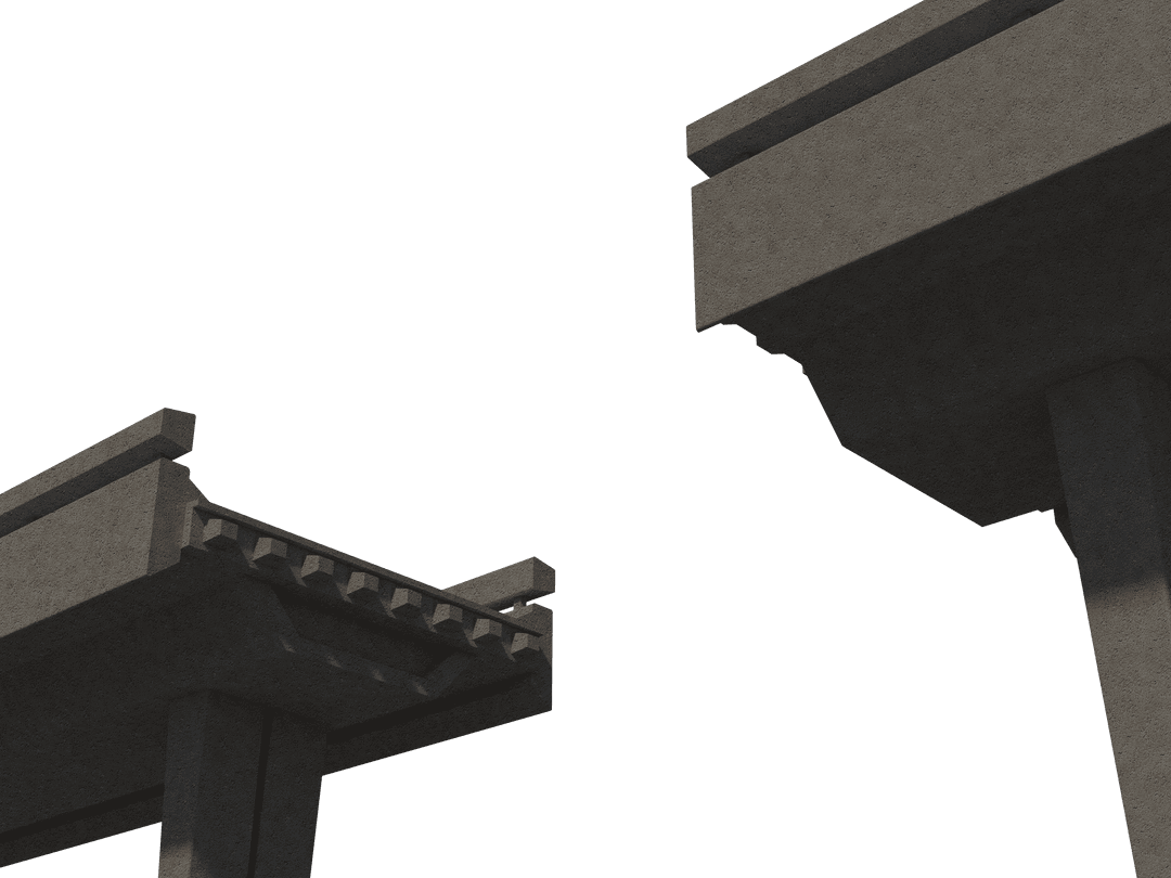 Transparent Illustration of Broken Bridge Architecture