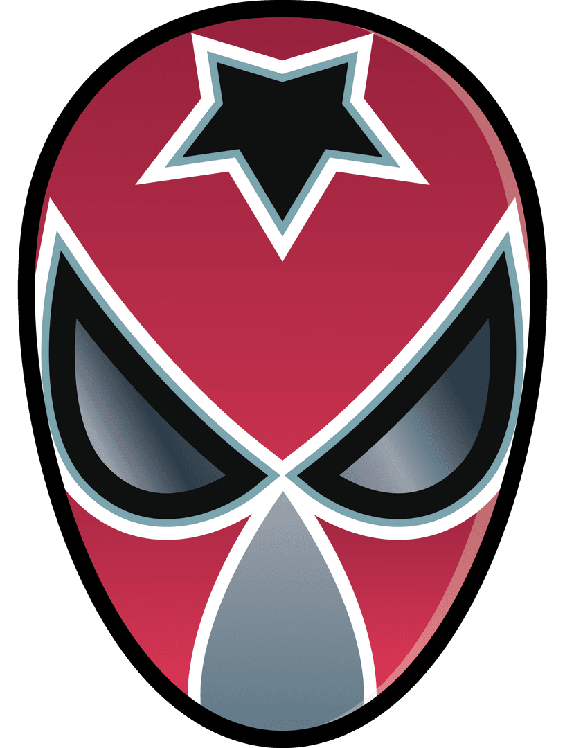 Flat Red Cartoon Superhero Mask with Star on Transparent