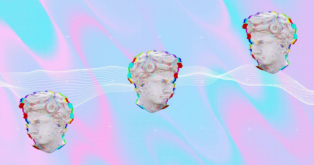 Digital Art of Greek Statue Heads with Pastel Abstract Background - Free Images, Stock Photos and Pictures on Pikwizard.com