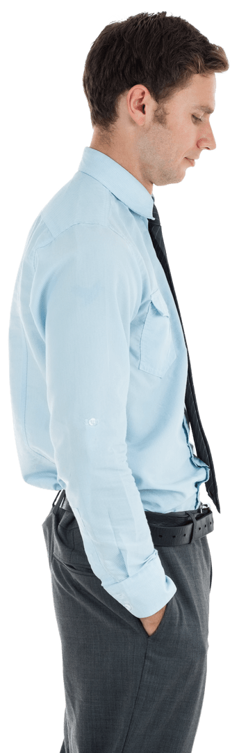 Professional Man in Blue Shirt Transparent Background Profile