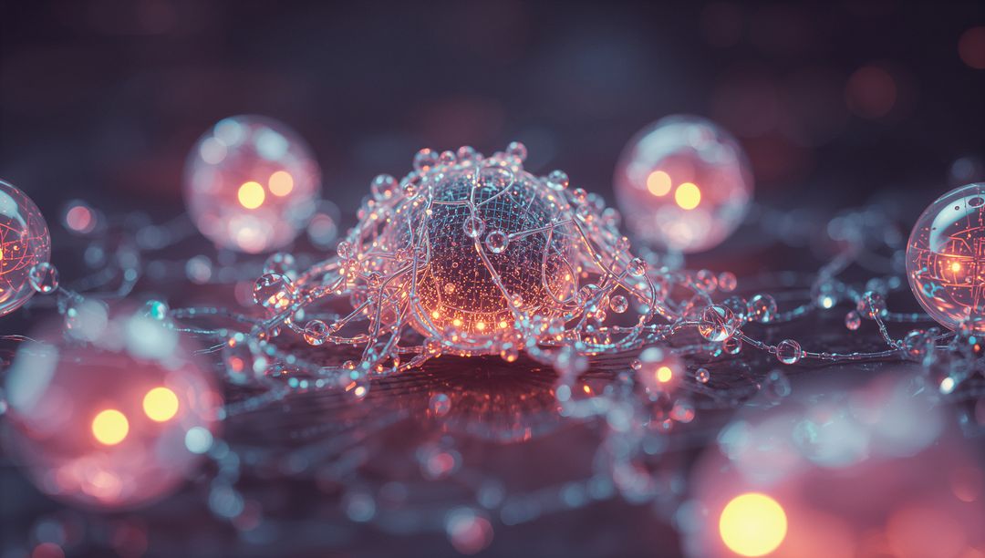 Glowing Node Network with Spheres in Futuristic Digital Art