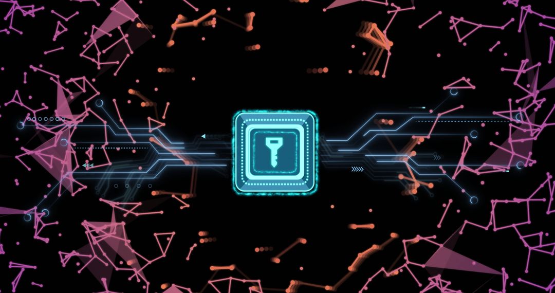 Digital Cyber Security Key Icon on Futuristic Background