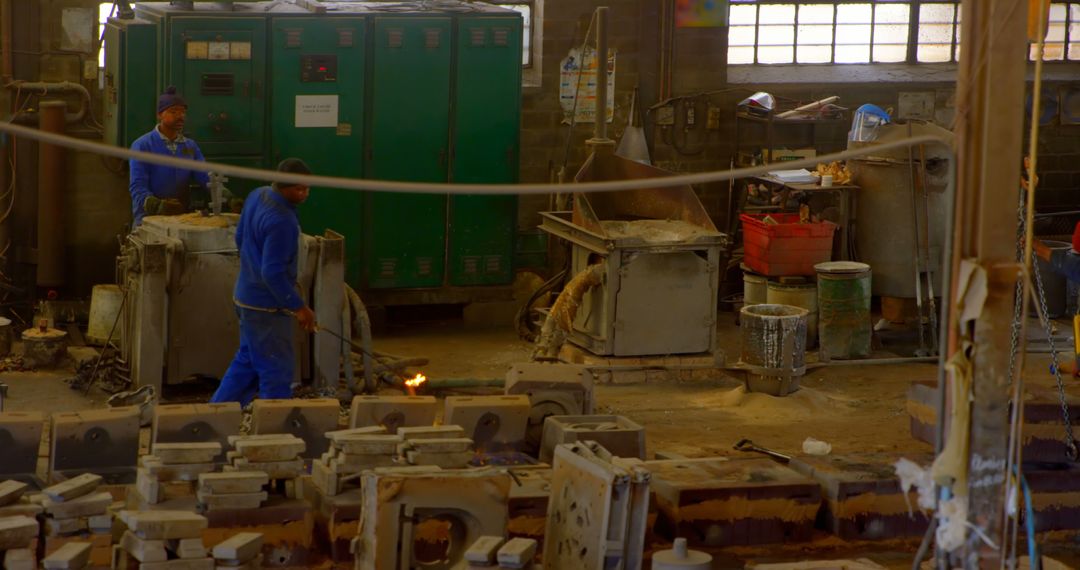 Workers in Industry Foundry Operating Metal Casting Equipment - Free Images, Stock Photos and Pictures on Pikwizard.com