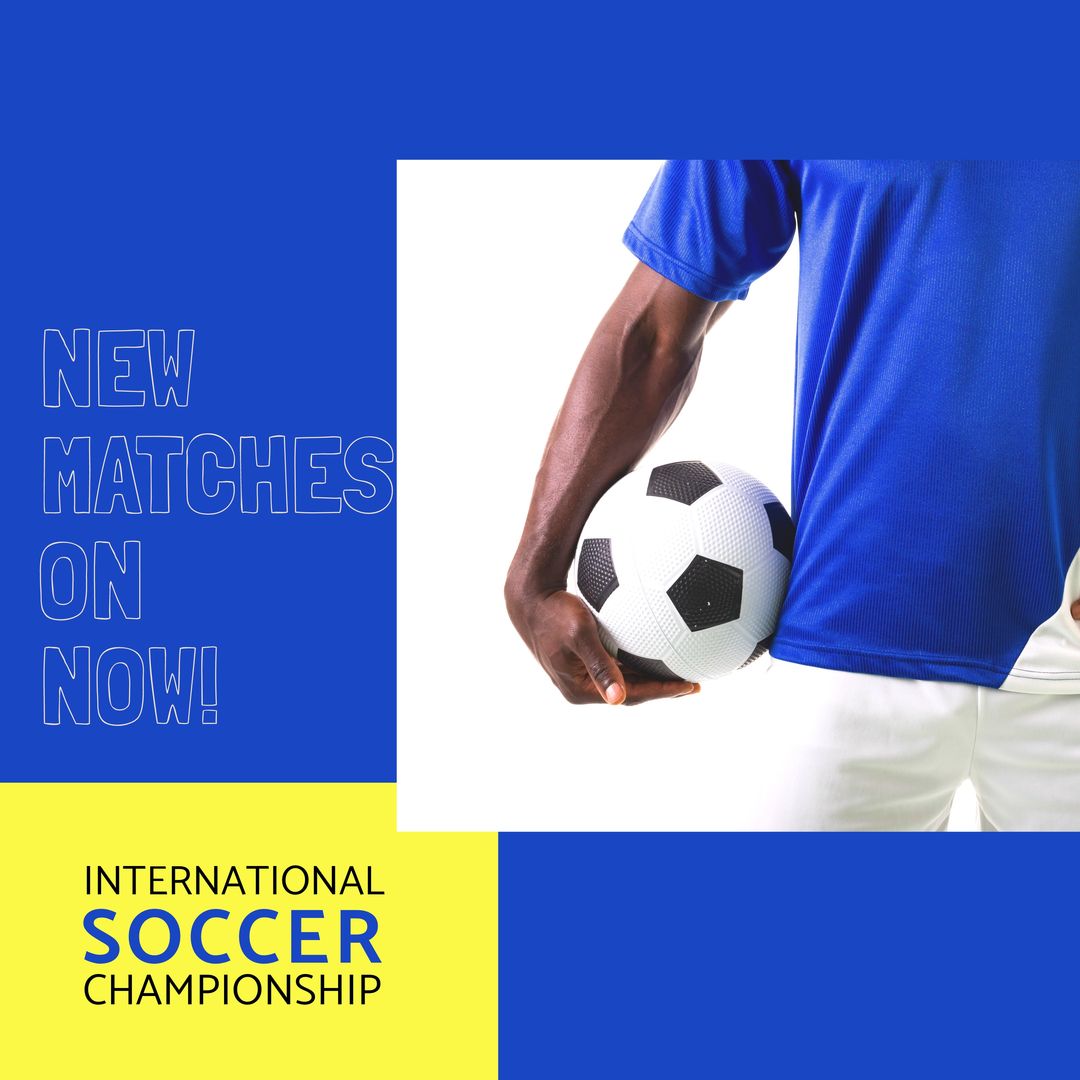 International Soccer Championship Announcement with Player Holding Soccer Ball - Download Free Stock Templates Pikwizard.com