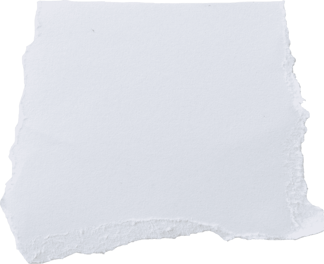 White Torn Paper Square with Rough Edges on Transparent Background
