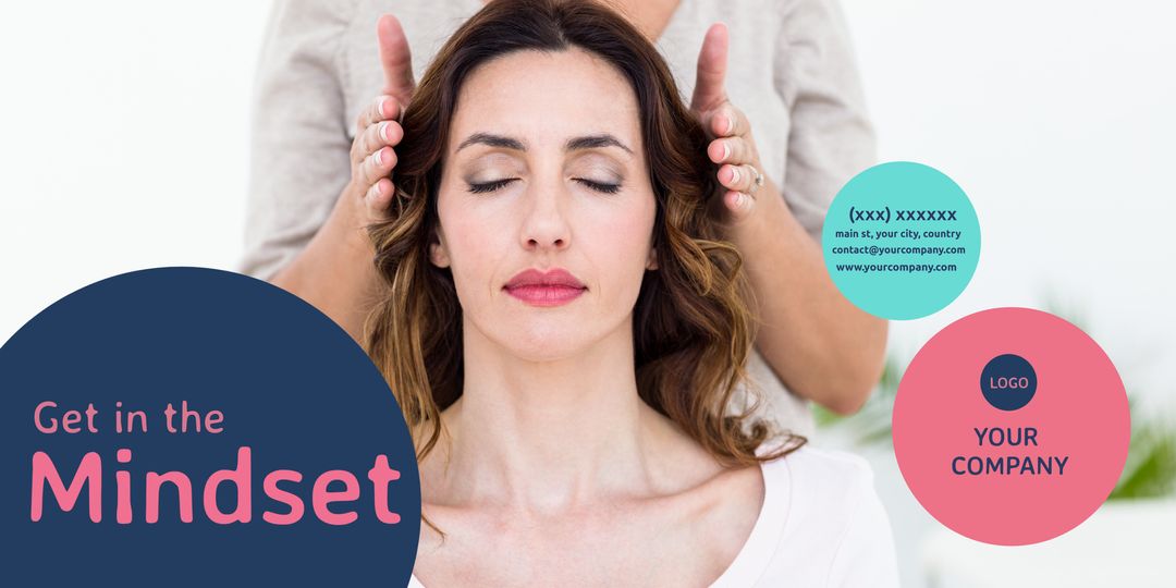 Woman Meditating with Wellness Promotion Elements