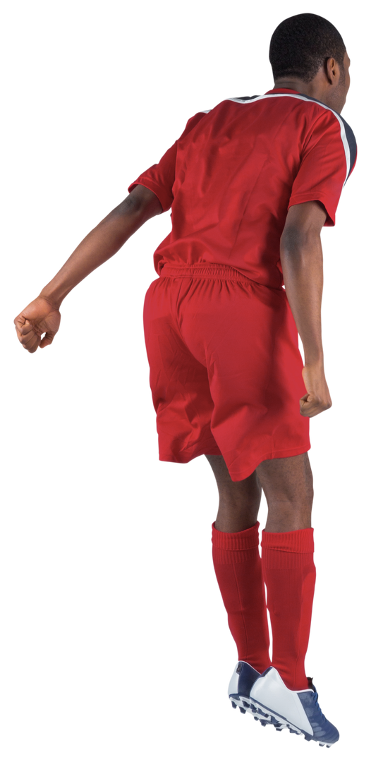 Transparent Background: Football Player in Red Uniform Jumping - Download Free Stock Images Pikwizard.com