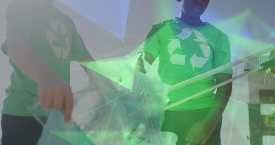 Children Collecting Litter Enthusiastically for Recycling Project