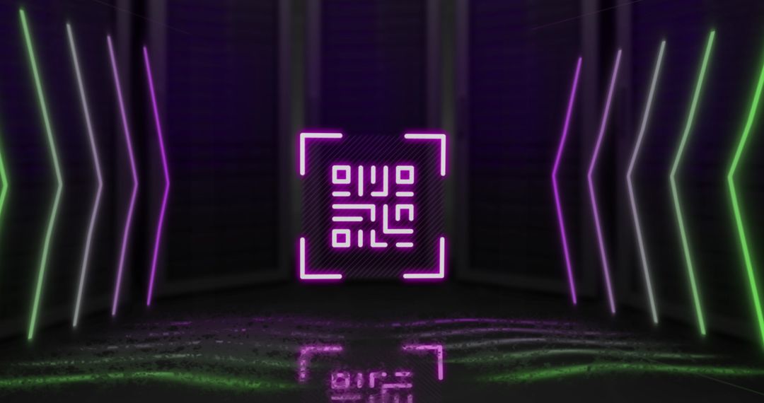 Glowing Pink QR Code with Futuristic Neon Elements