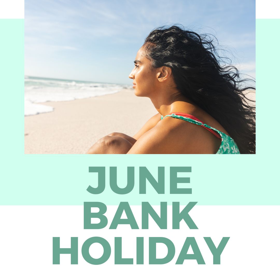 Pensive Woman Enjoying June Bank Holiday by the Sea