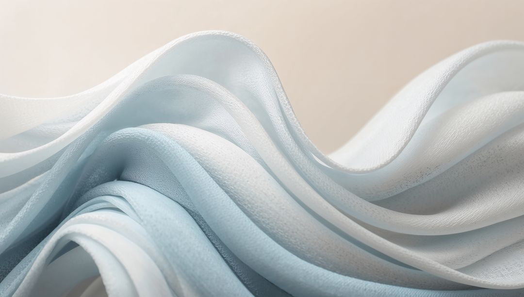 Flowing Pastel Organza Waves Forming Soft Sheer Textile Ribbons for Backgrounds