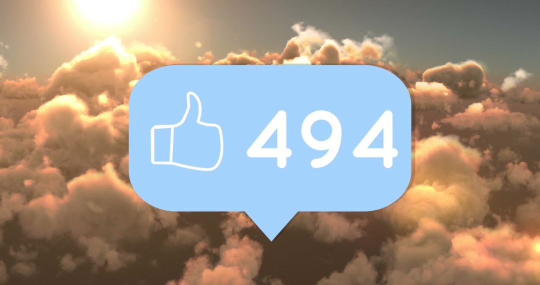 Social Media Like Icon with Sky and Clouds Background