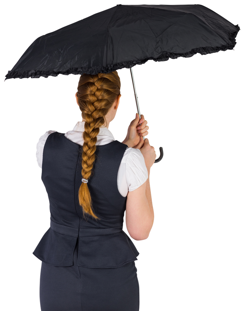 Transparent Redhead Businesswoman Holding Black Umbrella - Download Free Stock Images Pikwizard.com