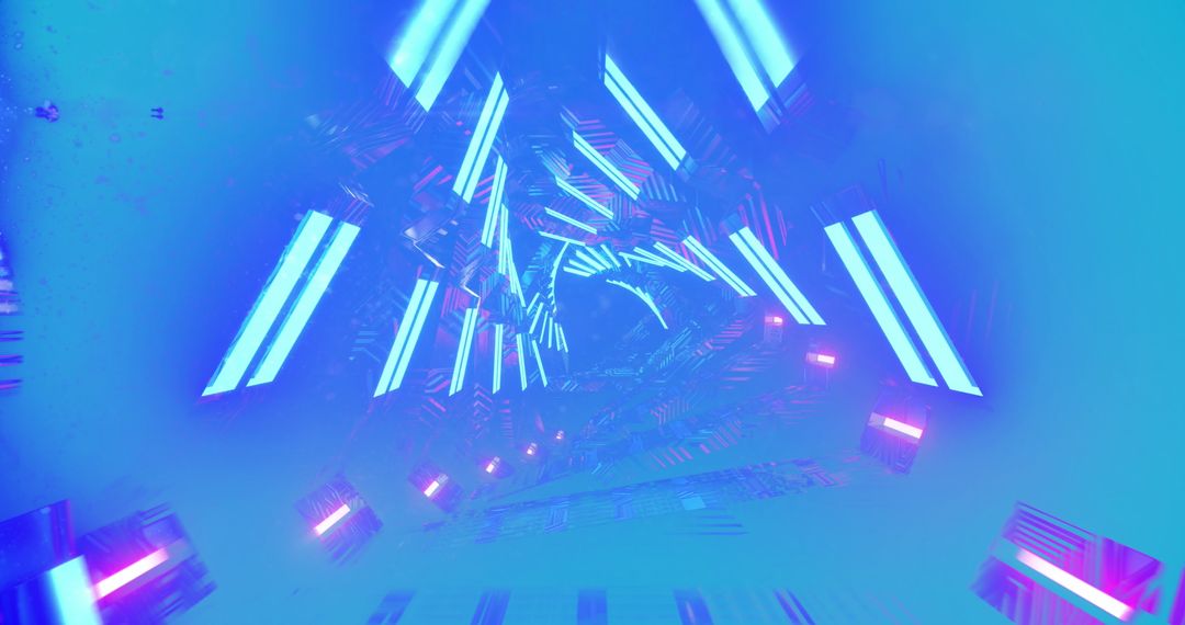 Futuristic Digital Tunnel with Neon Blue Lights