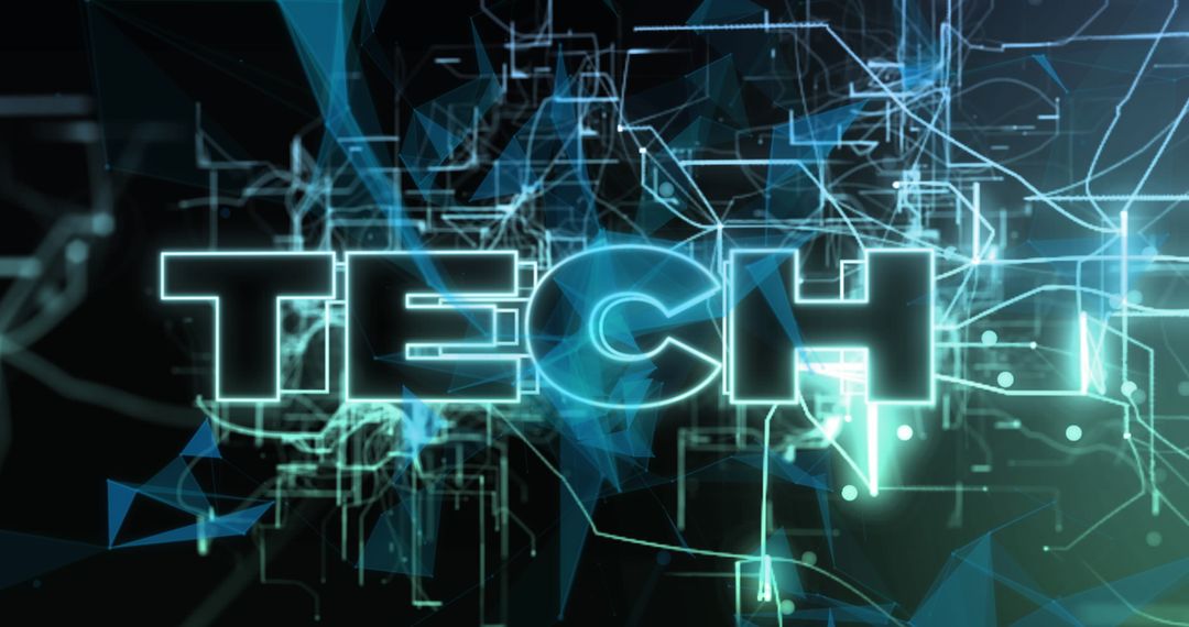 Illuminated Tech Text with Digital Interface Elements