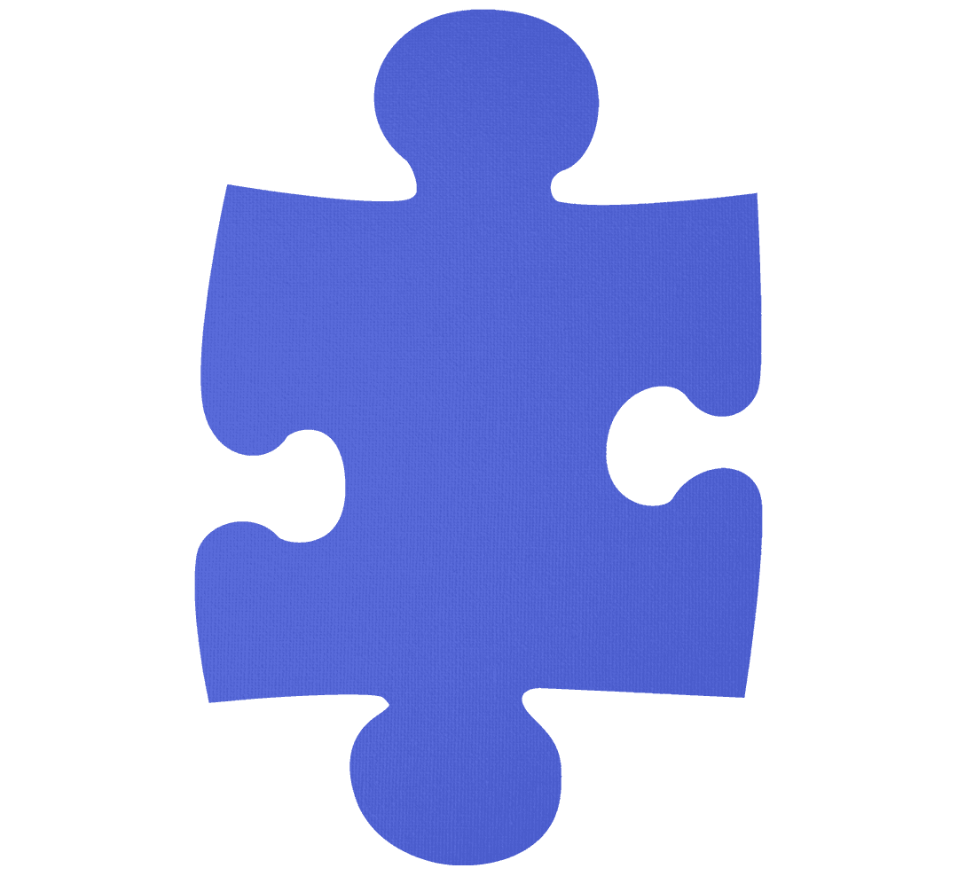 Blue Puzzle Piece on Transparent Background for Branding or Design