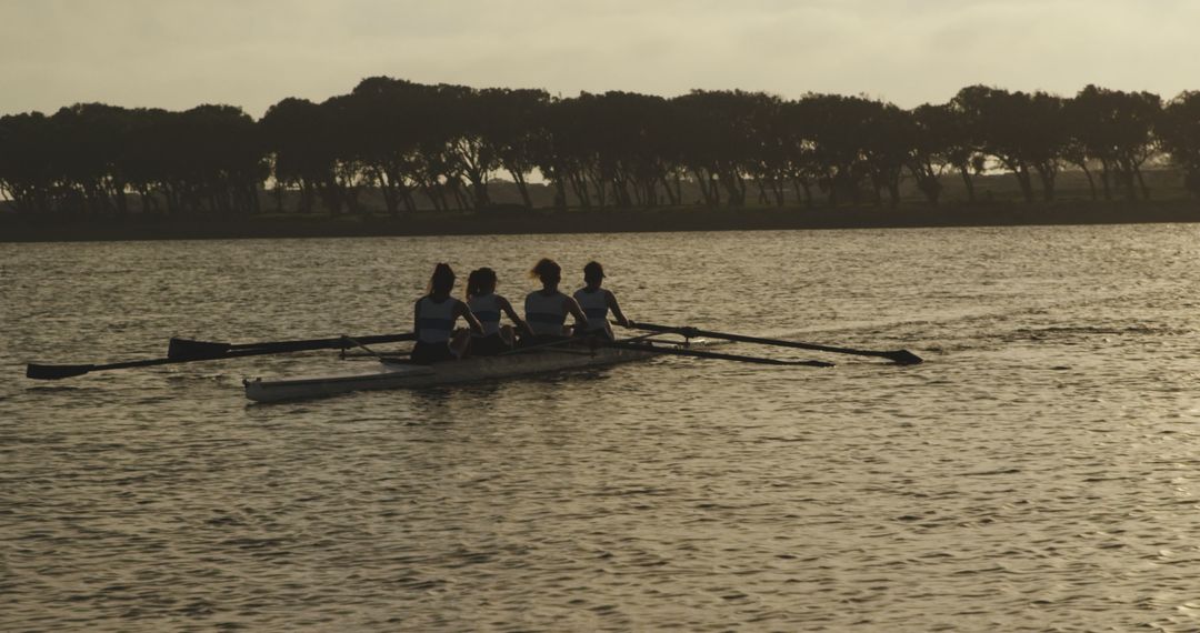 Team of Women Rowers Exercising on Calm Water at Sunrise - Free Images, Stock Photos and Pictures on Pikwizard.com