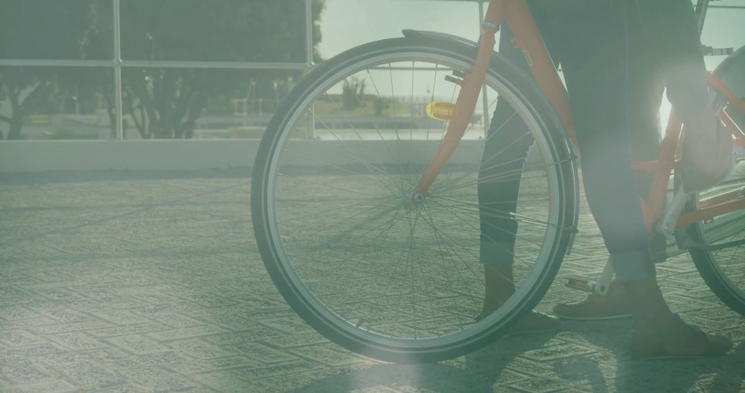Light Reflection on Seaside with Lifestyle Couple and Bicycle