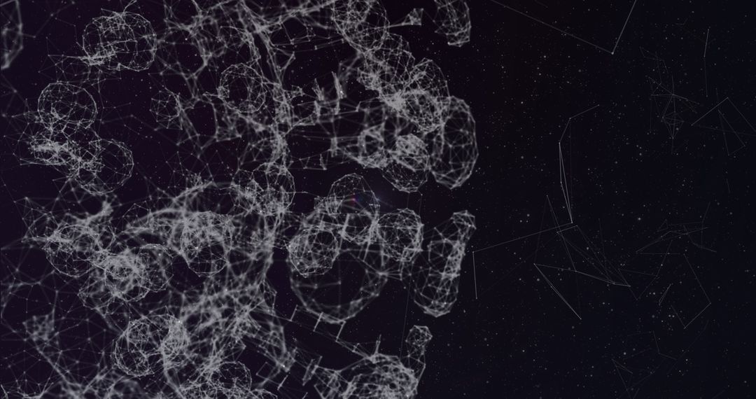 Futuristic Network of Interconnected Lines and Nodes on Dark Background