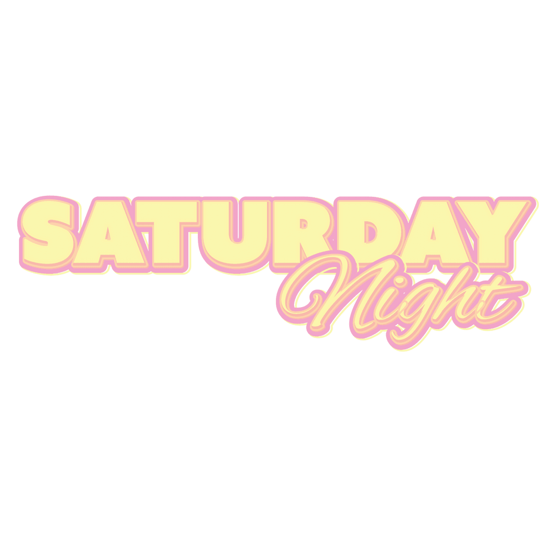 Saturday Night Text Art on Transparent Background