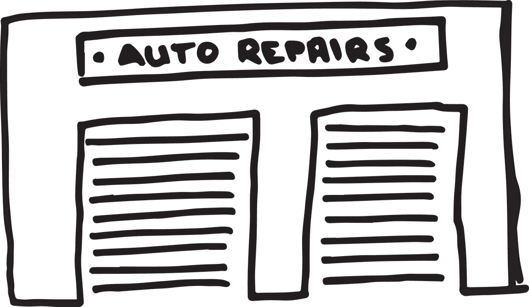 Transparent Automotive Workshop Elevation Illustration