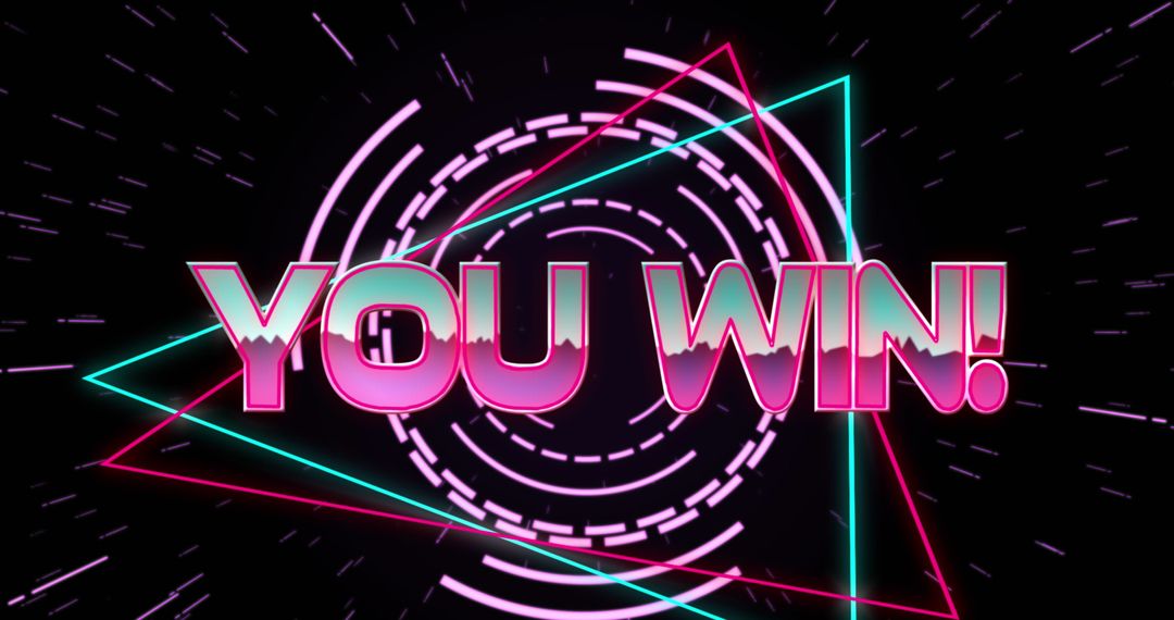 Retro Futuristic You Win Screen with Neon Elements