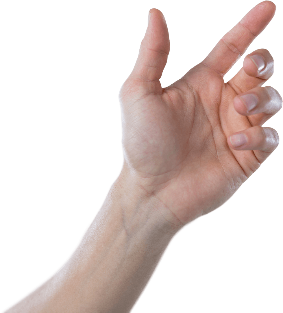 Human Hand Hovering Against Invisible Interface Transparent Background