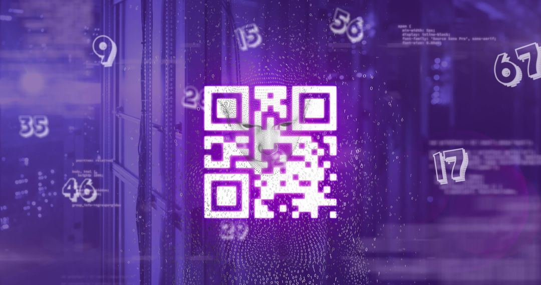 Conceptual Digital Interface with QR Code and Numeric Graphics - Free Images, Stock Photos and Pictures on Pikwizard.com