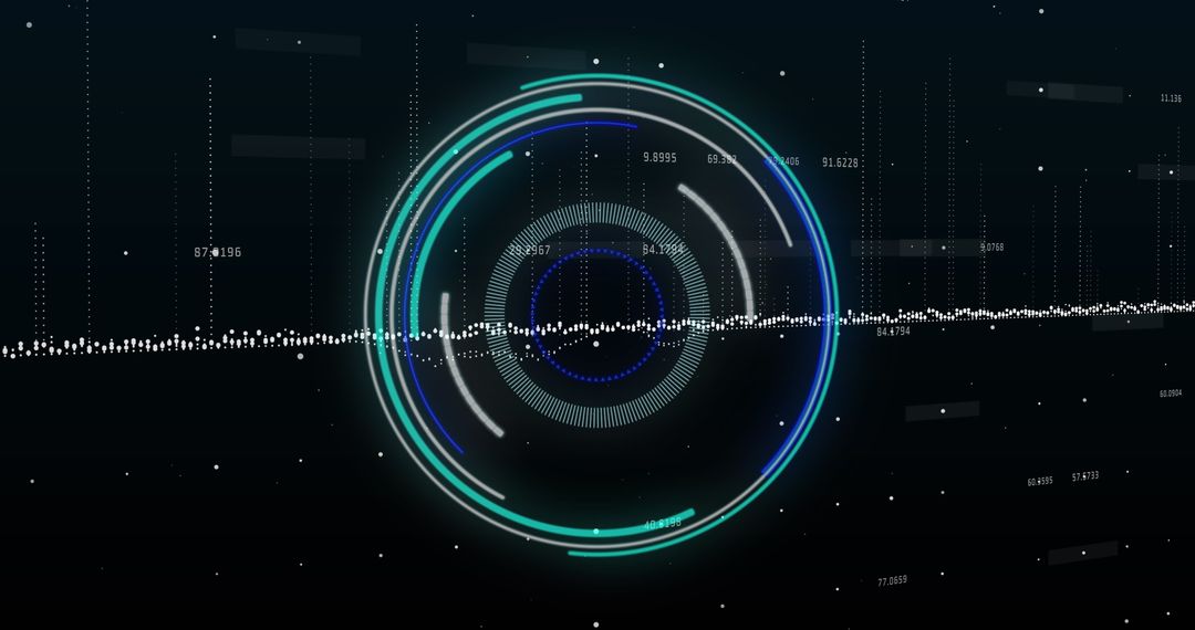 Futuristic neon data processing technology interface