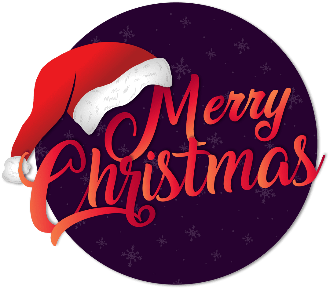 Transparent Merry Christmas Text with Santa Hat