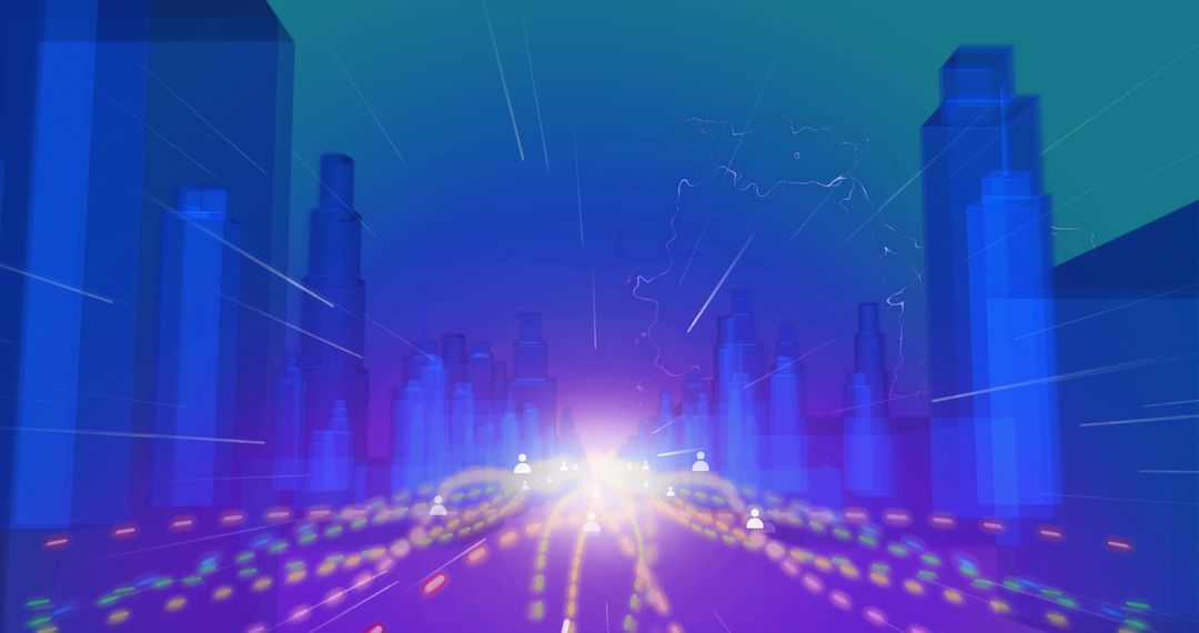 Futuristic Metaverse City with Dynamic Lights and Digital Shadows