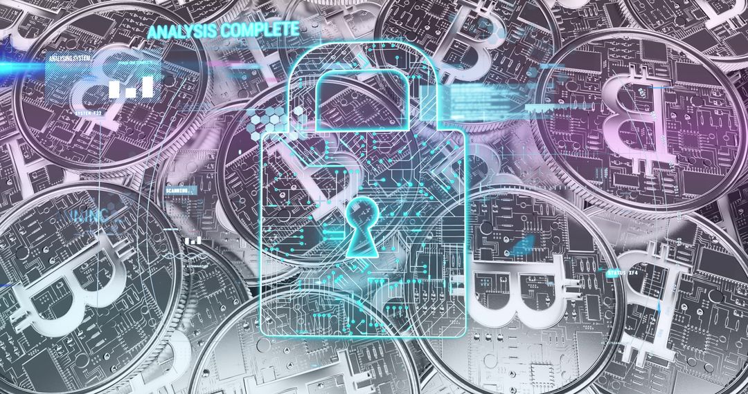 Cybersecurity Shield with Bitcoins in Digital Environment