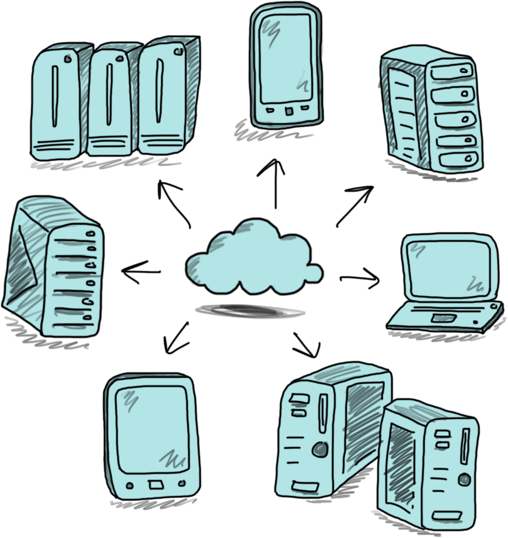 Transparent Technology Devices Cloud Network Illustration