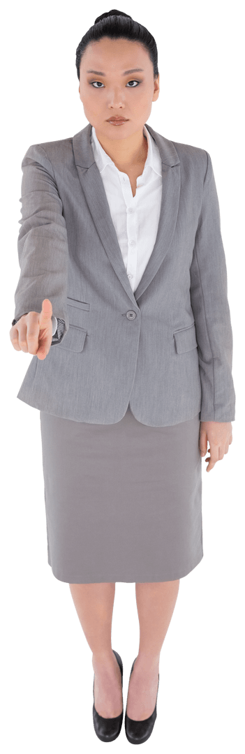 Transparent Background Asian Businesswoman Pointing Authoritatively