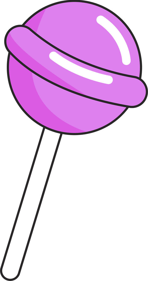 Purple Lollipop with Glossy Ring on Transparent Background