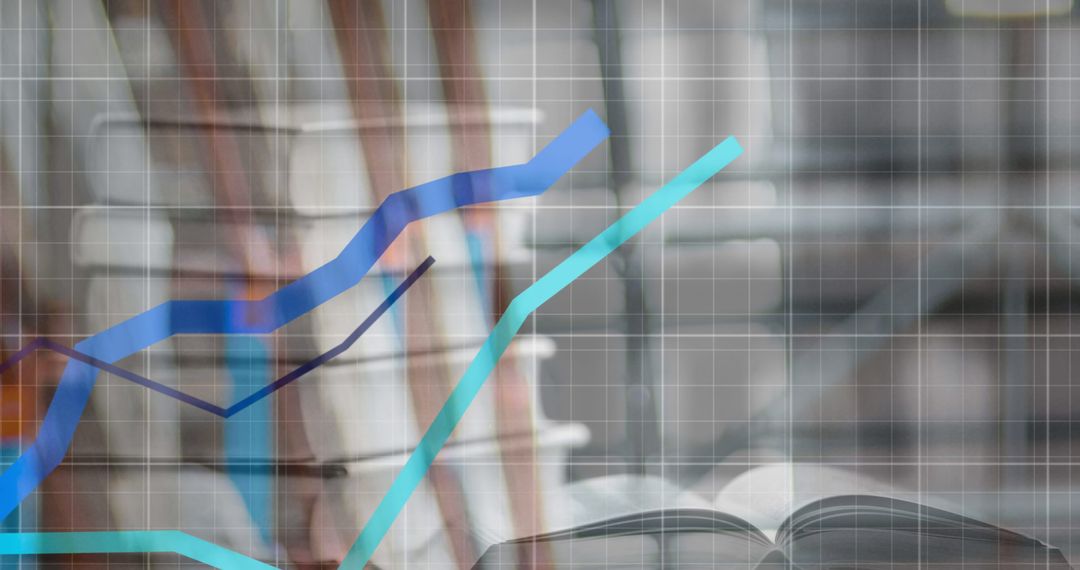 Digital Data Analyzing Over Book Backdrop