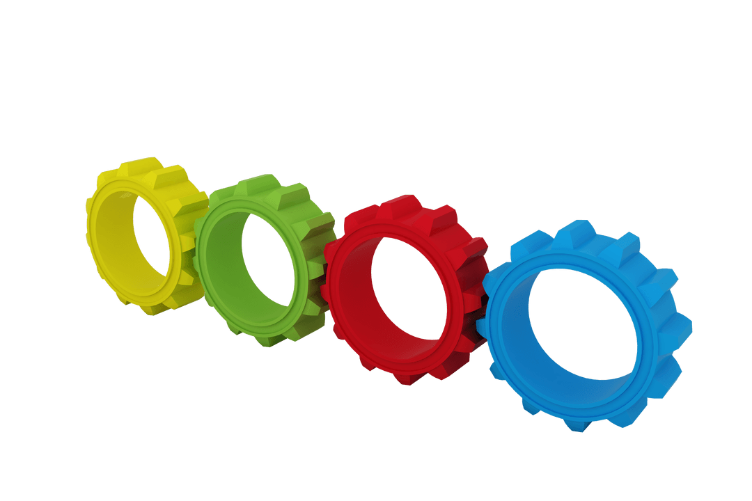 Colorful Cog Wheels Transparent Background for Gear and Industry Concepts