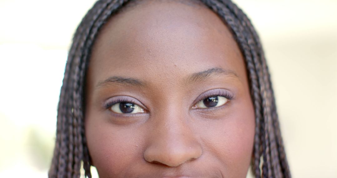 Portrait of happy eyes of african american woman at home - Free Images, Stock Photos and Pictures on Pikwizard.com
