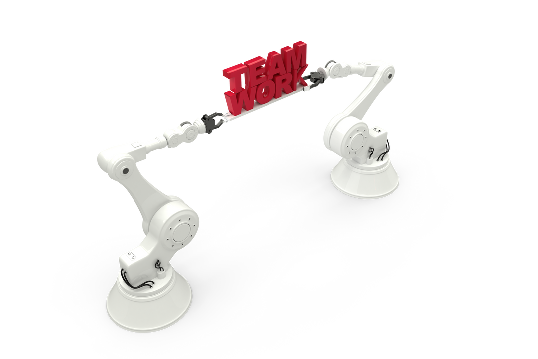 Robotic Arms Holding 'Teamwork' Text on Transparent Background - Download Free Stock Images Pikwizard.com