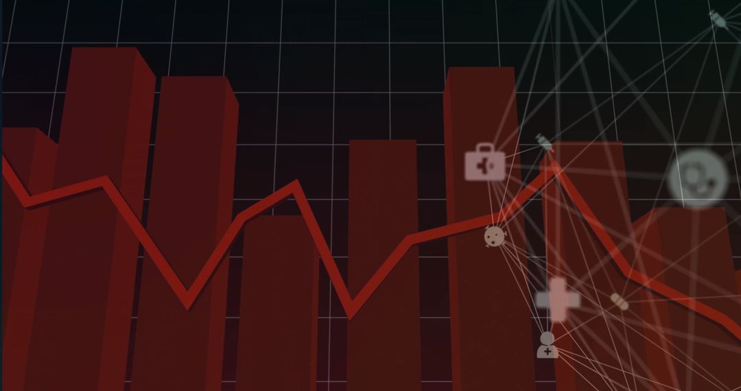 Digital Dashboard with Red Bar and Line Graphs in Data Visualization