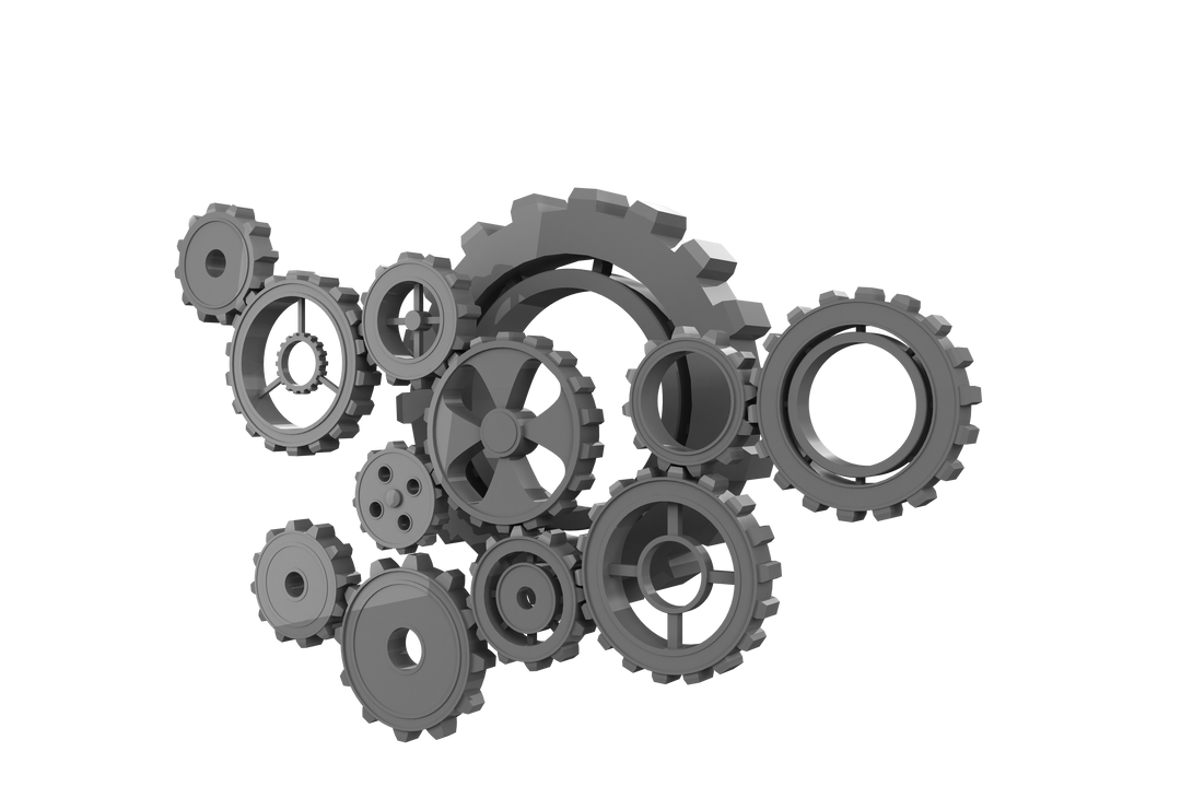 Grey Mechanical Gears on Transparent Background Workflow Concept - Download Free Stock Images Pikwizard.com