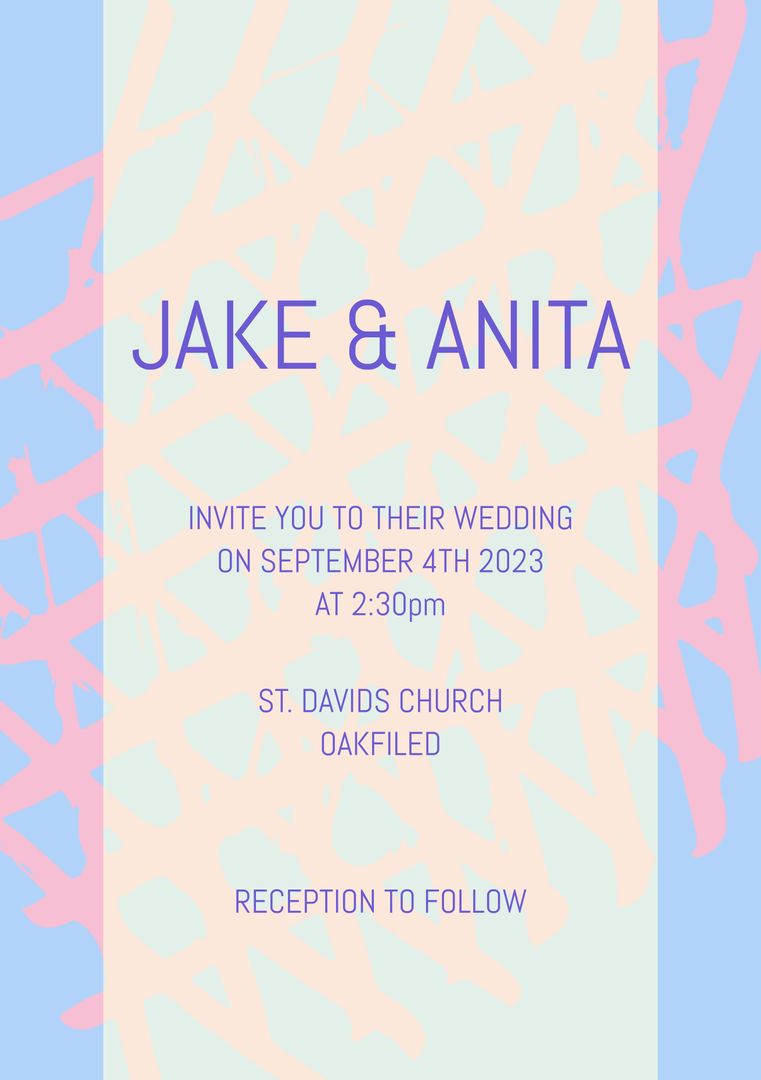 Elegant Pastel Wedding Invitation with Abstract Design - Download Free Stock Templates Pikwizard.com
