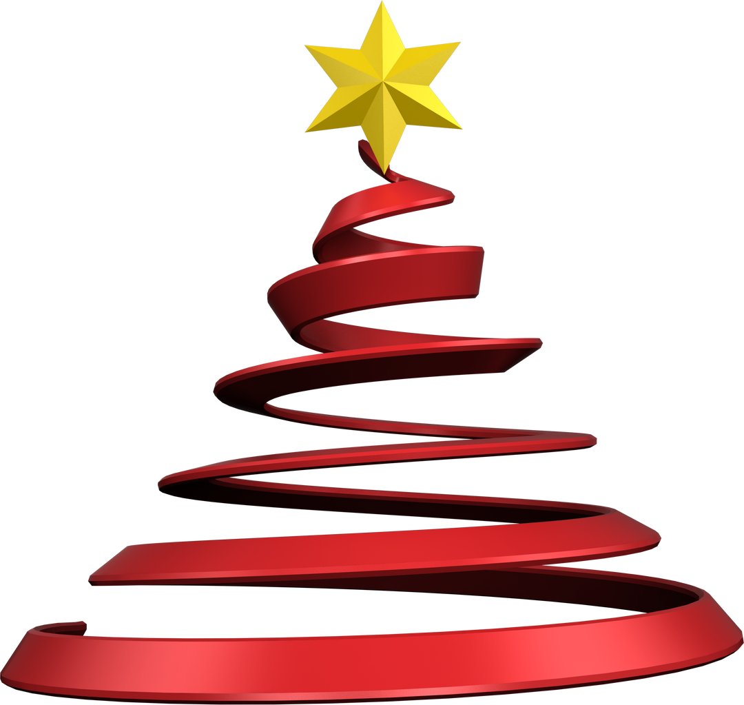 Transparent Red Spiral Abstract Christmas Tree With Yellow Star On Top - Download Free Stock Images Pikwizard.com