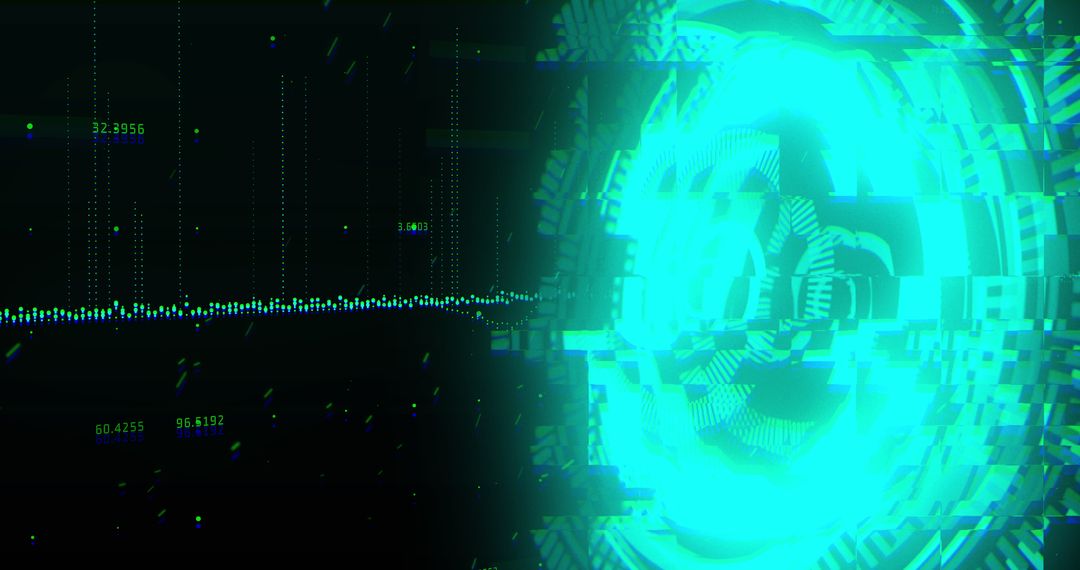 Glitchy Data Processing Visual with Holographic Graphics