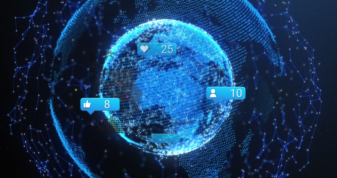 Digital Globe with Social Media Icons and Network Connections