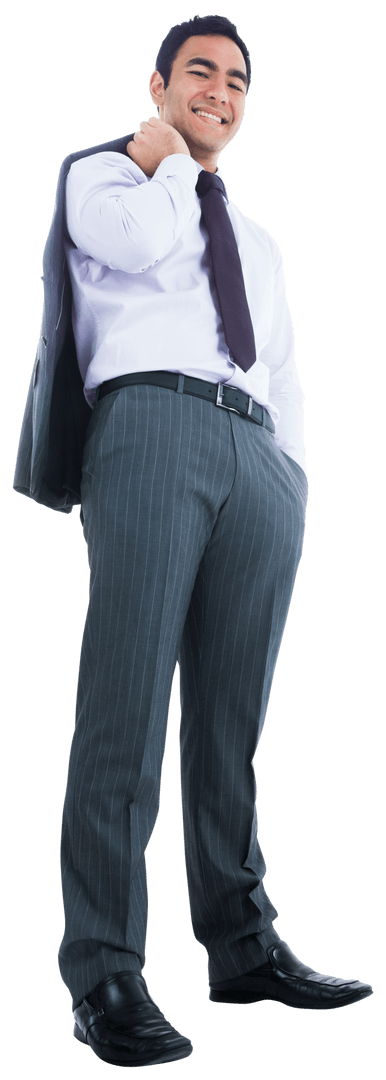 Confident Biracial Businessman Smiling with Transparent Background